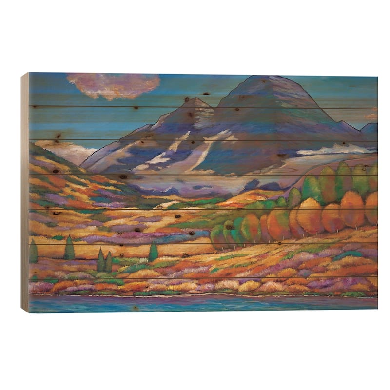 A Day In The Aspens Print On Wood by Johnathan Harris - Multi-Color - 26x40x1.5