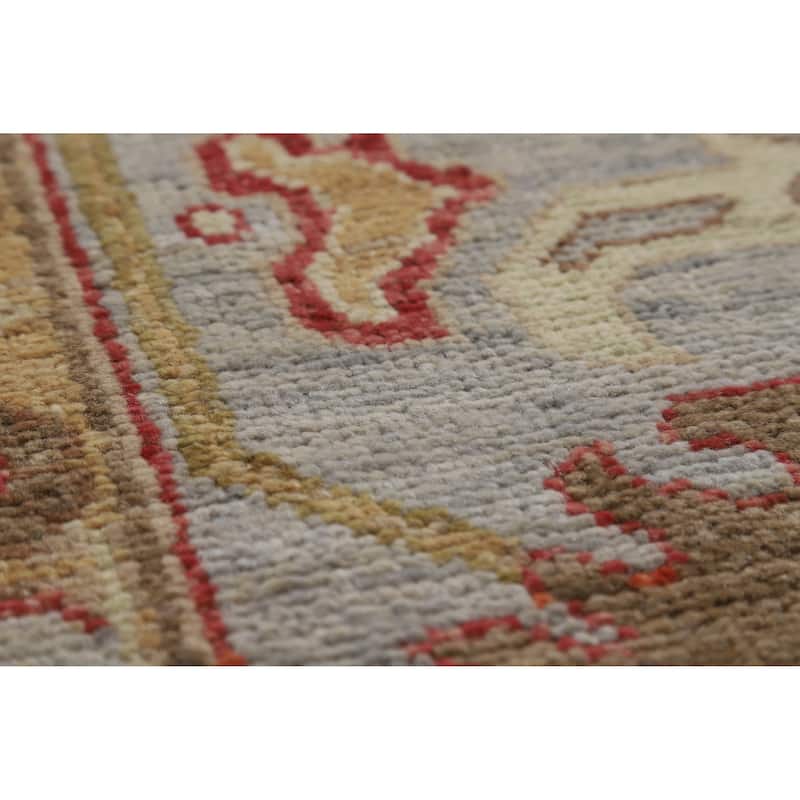 Hand Knotted Oriental 100% Wool Carpet Transitional All-Over Green Oushak Area Rug - 12' 4'' X 9' 2''