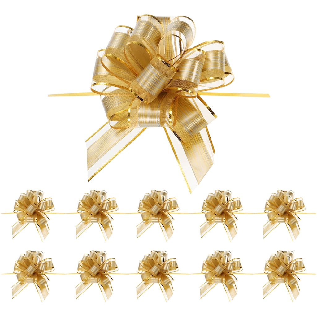 10pcs 7 Inch Large Pull Bow Gift Wrapping Bows Ribbon Organza