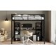 preview thumbnail 21 of 26, Modern Design Full Size Loft Bed with Built-in Ladder,Metal Desk and Shelves