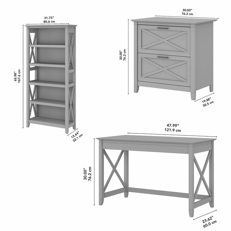 Key West 48W Writing Desk with Cabinet and Bookcase by Bush Furniture