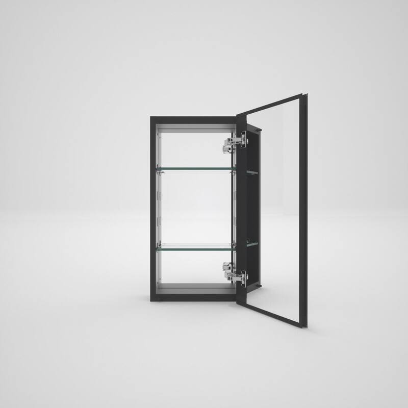 12" x 24" Rectangular Aluminum Surface Mount Medicine Cabinet with Mirror and Shelves