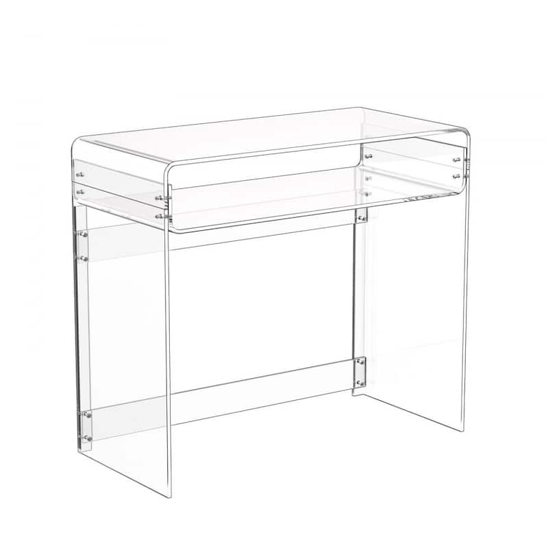 Modern Clear Acrylic Desk with Two Levels Stable and Spacious Workspace for Home Office
