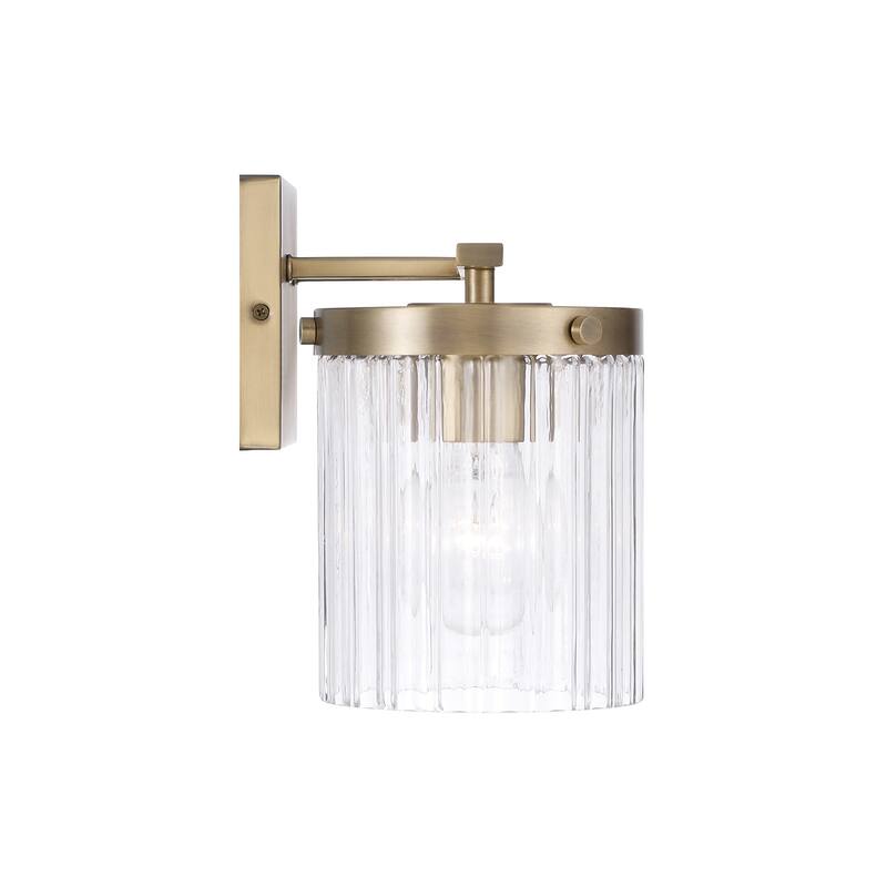 24" W x 9" H 3-Light Vanity with Clear Beveled Fluted Glass - 23.25"W x 9"H x 8"E