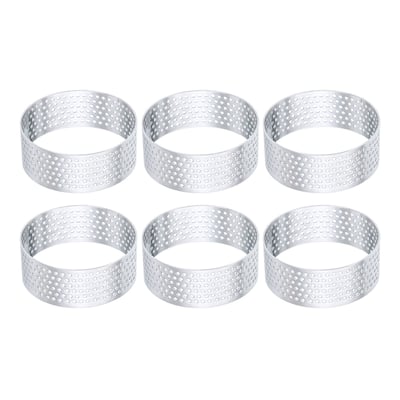 6Pcs Stainless Steel Cake Rings Round Perforated Baking Dessert Cake Ring