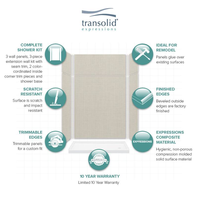 Transolid Expressions 60-in X 32-in X 96-in Glue to Wall Shower Kit - 32" x 60" x 96" - 32" x 60" x 96"