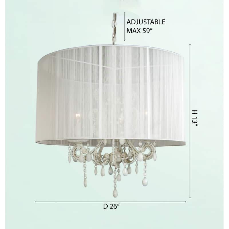 5-Light White Chandelier With Clear Crystal Accents