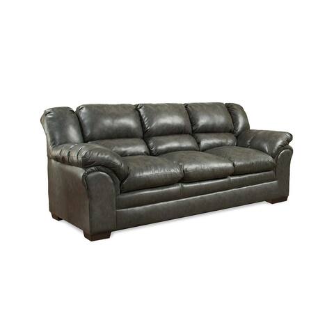 89" Charcoal Faux Leather Tufted Sofa - 39" H x 89" W x 39" D