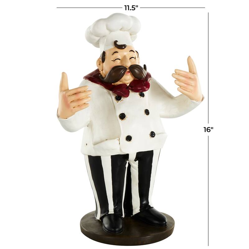 White Polystone Chef Decorative Sculpture with 2 Wine Holder Slots