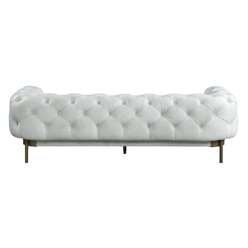 Jonia Vintage White Button Tufted Sofa