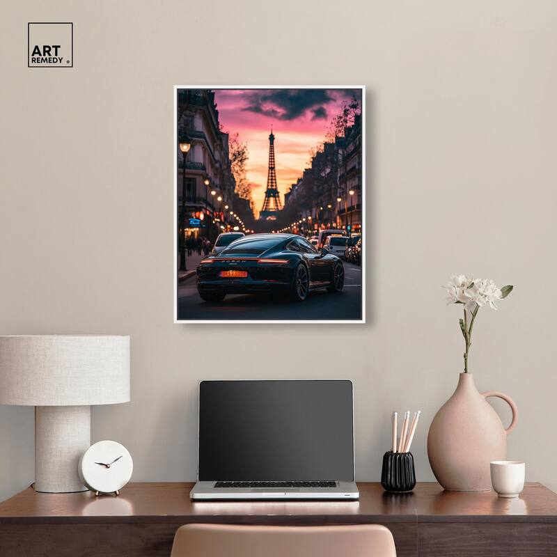 Parisian Porsche Twilight I Canvas by Art Remedy