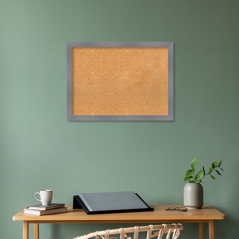 Edwin Grey Wood Framed Natural Corkboard Bulletin Board