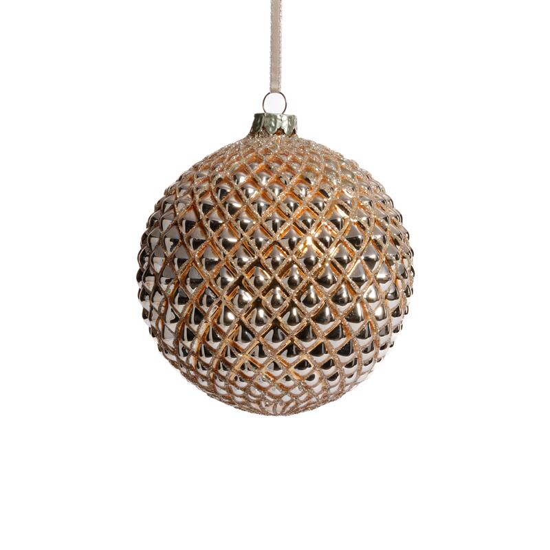 4-Piece Set Metallic 4.75" Glass Ball Christmas Ornaments - Gold