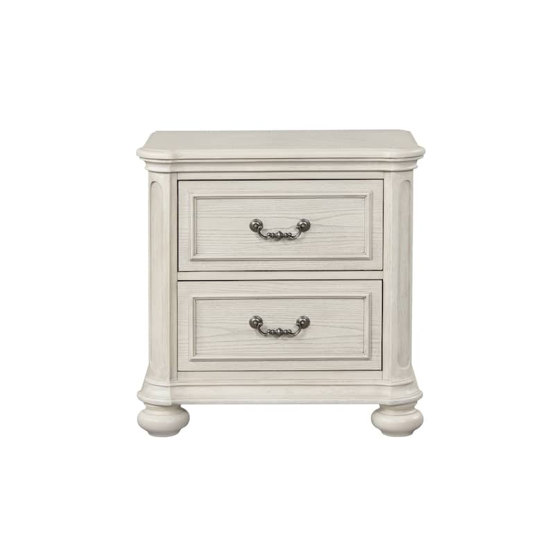 Roundhill Furniture Nelson 2-Drawer Bedroom Nightstand, Antique White