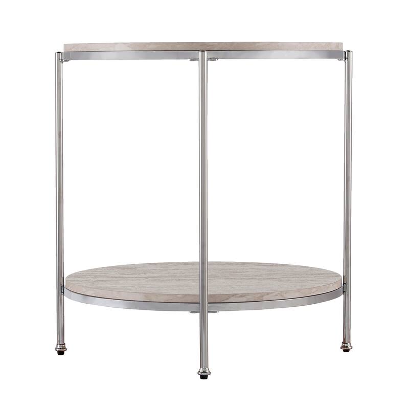 SEI Furniture Henderson Round Faux Marble Side Table