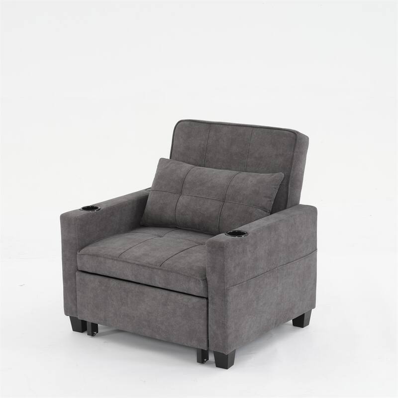 3-in-1 Pull Out Convertible Sleeper Chair w/ USB Ports,Wear Resistant