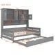 preview thumbnail 11 of 12, Full Wooden Daybed With Size Trundle and All-in-One Cabinet, Grey