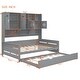 preview thumbnail 16 of 56, Wooden Platform Daybed with Twin Size Trundle, Bookcase Storage Bed with All-in-One Cabinet and Shelf