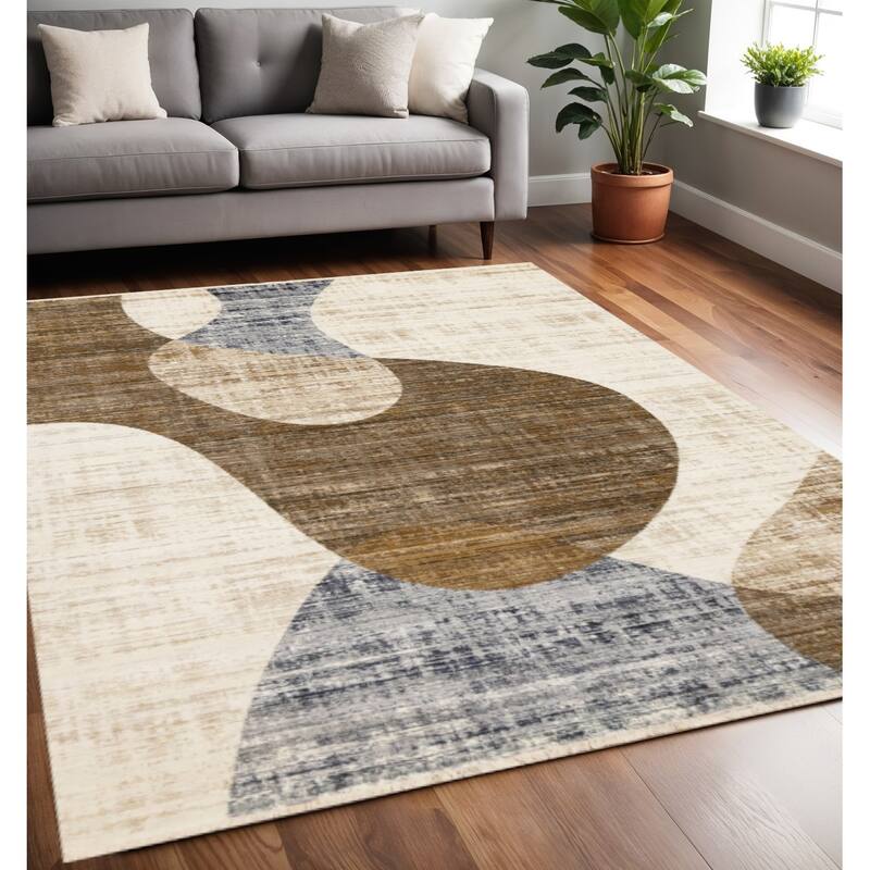 HomeRoots Abstract Modern Rectangle Area Rug - 5' X 8' - 5' X 8'