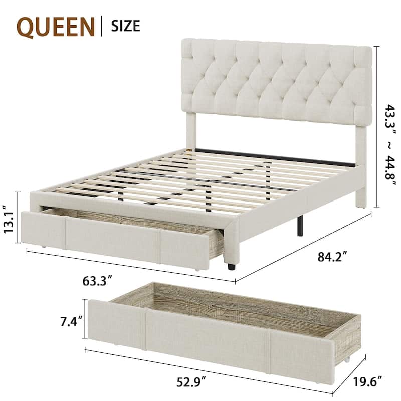 Bed Frame with 2 Storage Drawers