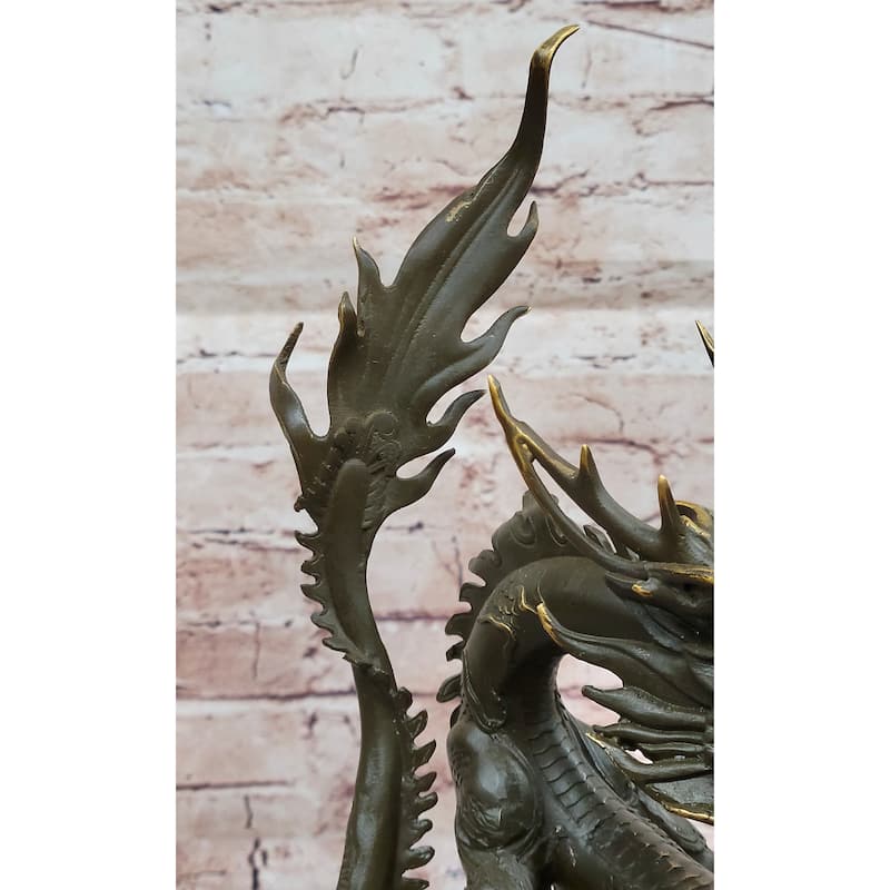 Chinese Imperial Dragon Statue – Bronze Feng Shui Serpent Decor