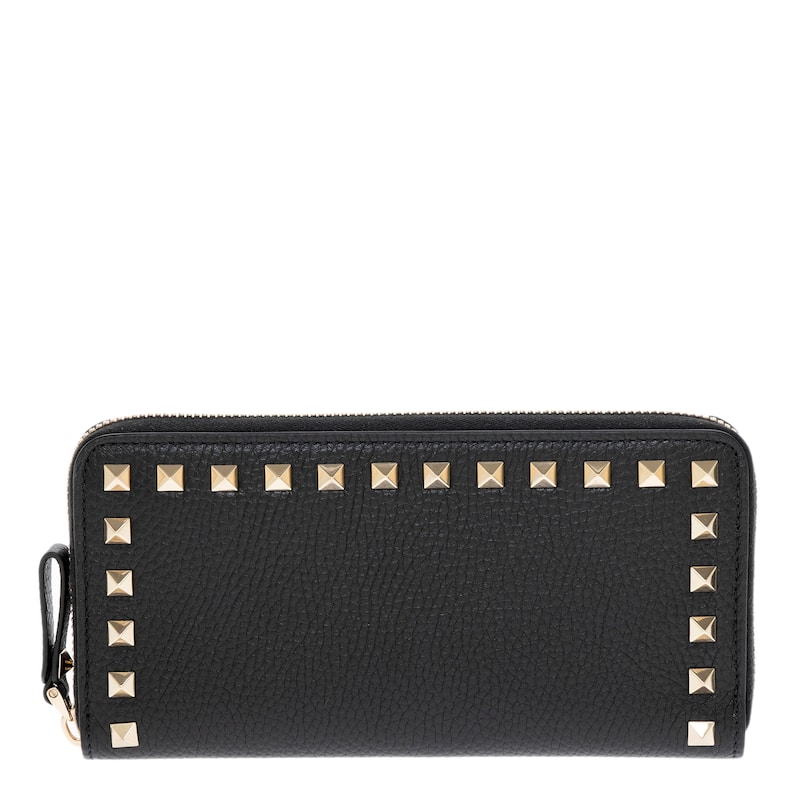 Valentino Rockstud Zip Around Wallet - Black