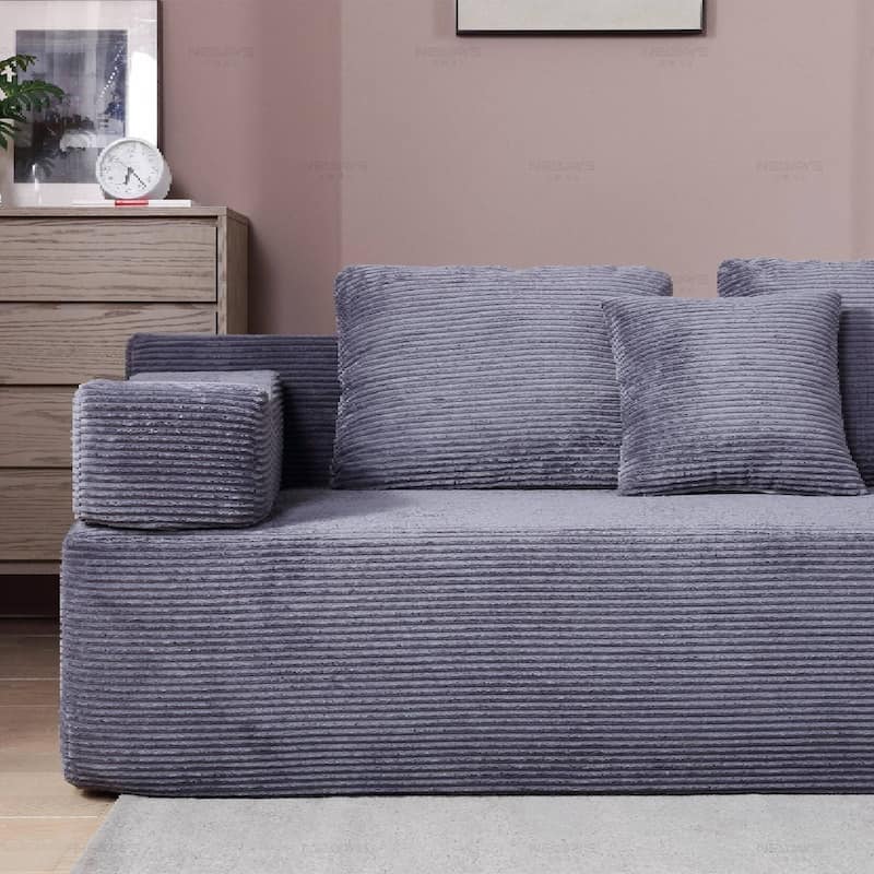 Modern L-Shape Chaise Sofa , Upholstered Bedroom, No Assembly