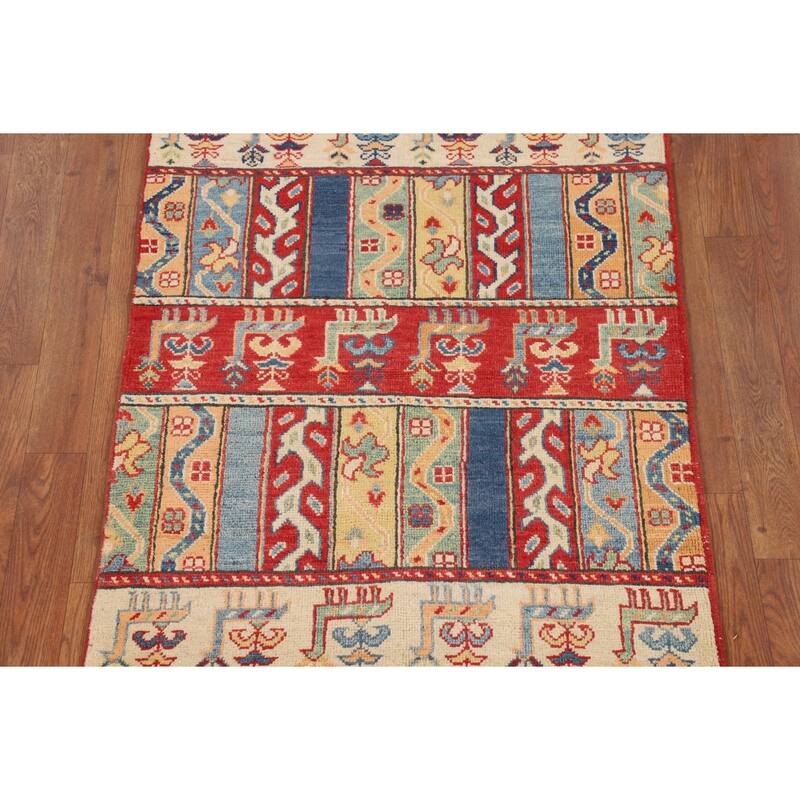 Tribal Kazak Oriental Accent Rug Hand-Knotted Wool Carpet - 2'9" x 4'1"