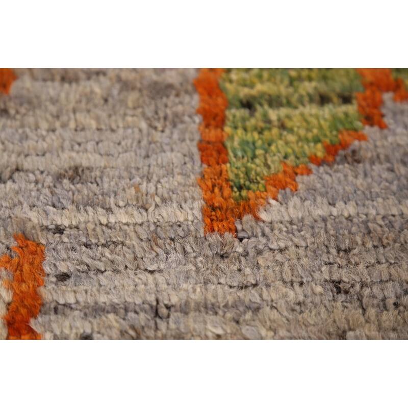 Geometric Moroccan Oriental Area Rug Hand-Knotted Oriental Wool Carpet - 9'8" x 13'4"