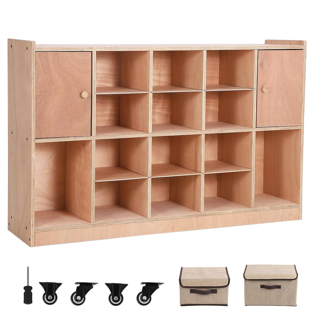 Classroom Coat Locker, 15/10 Cubbies for Classrooms with Anti-tip Anchors, Daycare Cubby with 4 casters
