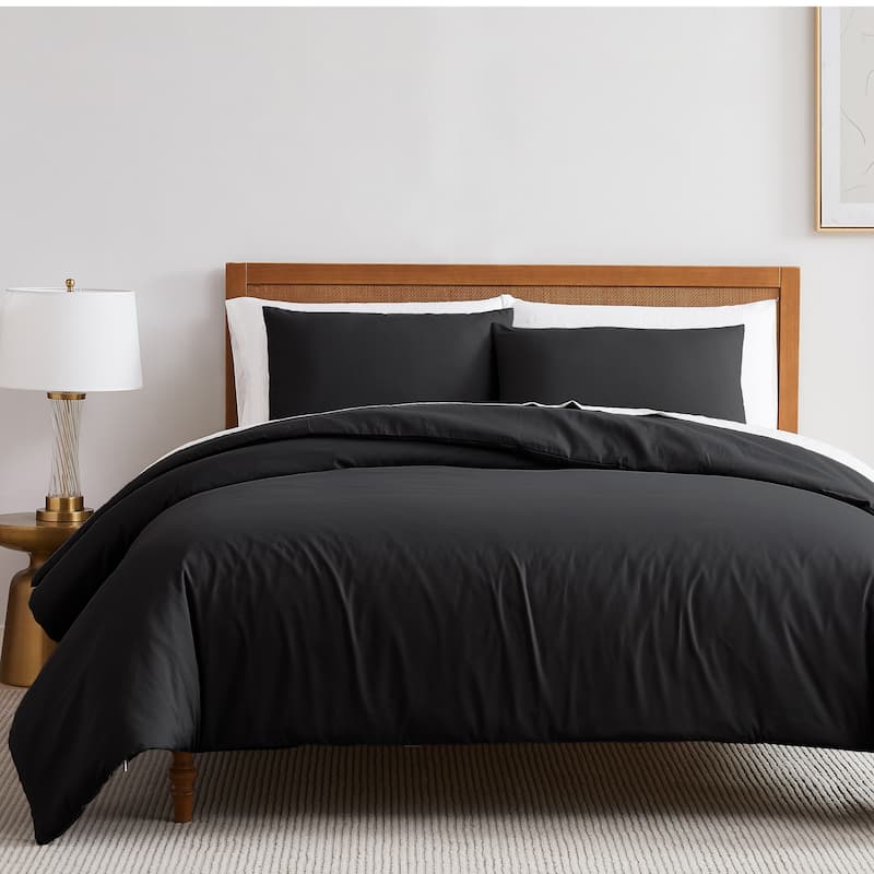 Vilano Series Ultra Soft 3-piece Duvet Cover Set - Black - King - Cal King