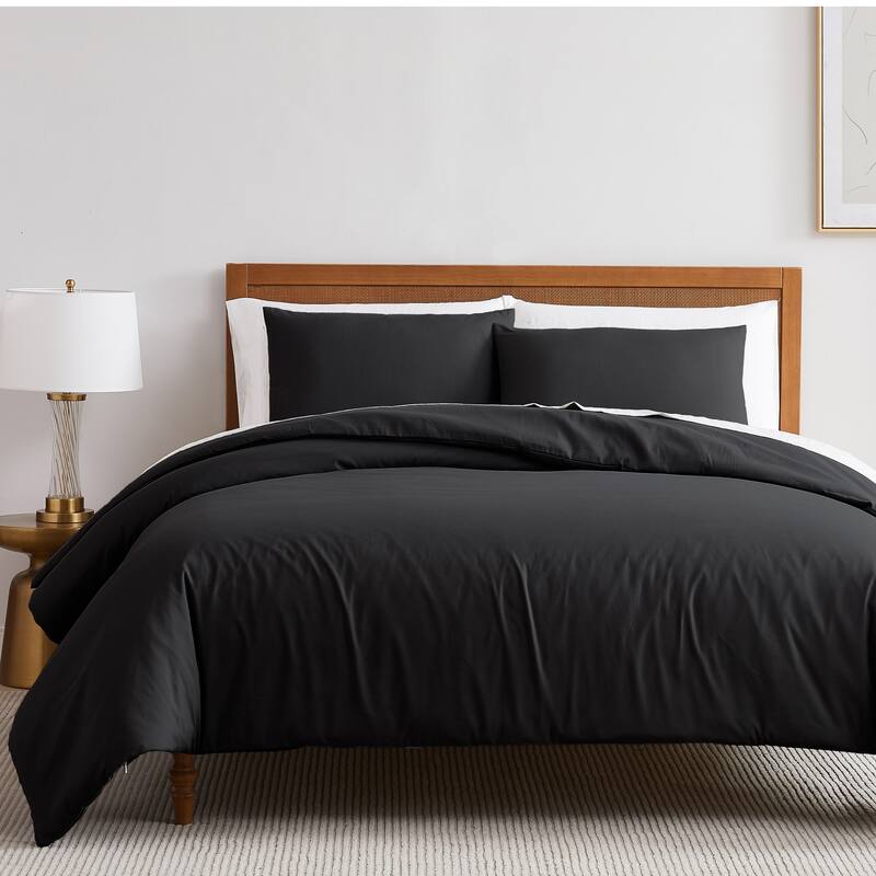 Vilano Series Ultra Soft 3-piece Duvet Cover Set - Black - Twin - Twin XL