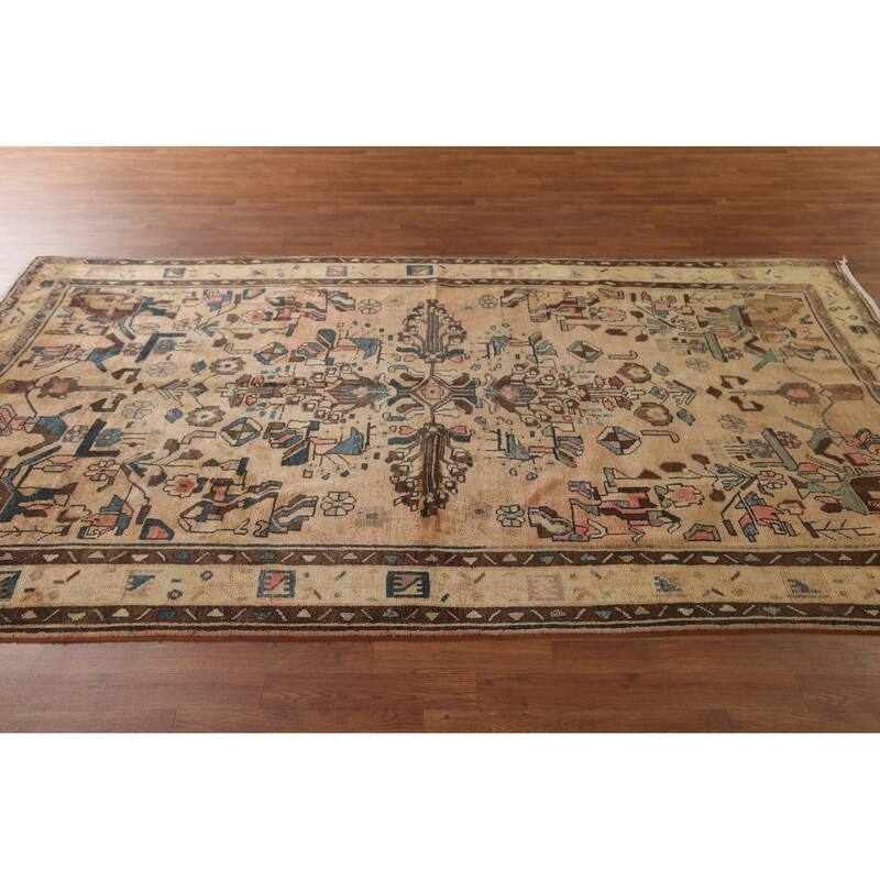 Ardebil Persian Vintage Rug Handmade Wool Carpet - 6'1"x 9'6"