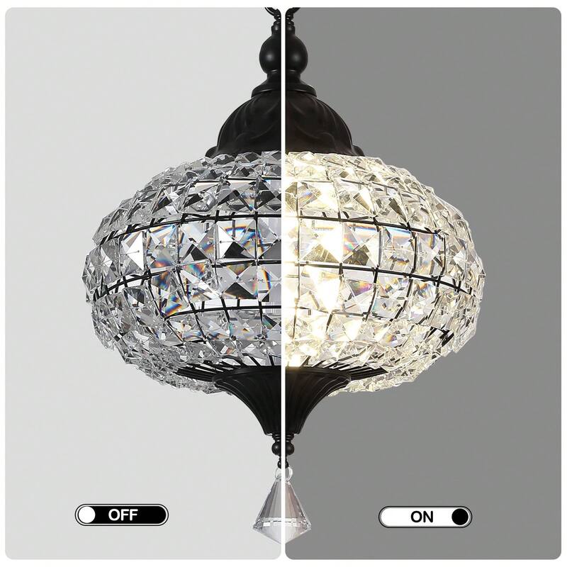 Cusp Barn Retro French 1-Light Globe Crystal LED Chandelier Kitchen Island Pendant Light for Dining Room