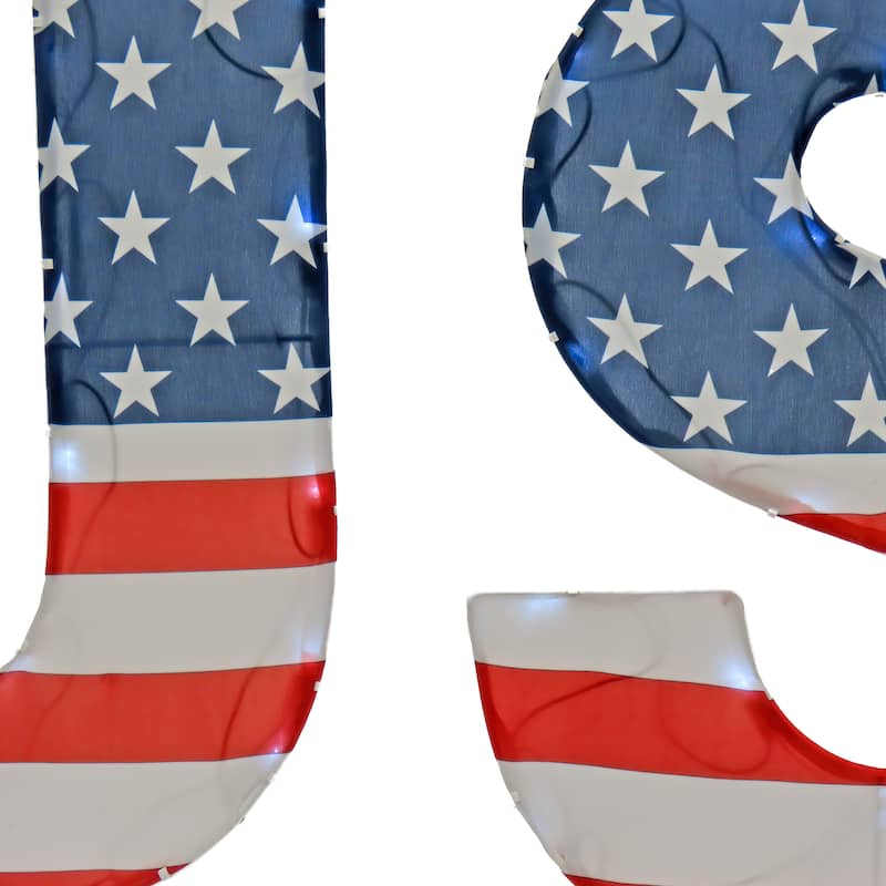 18" Patriotic "USA" Outdoor Light up Lawn Décor, 70 Cool White LED Lights- UL by National Tree Company