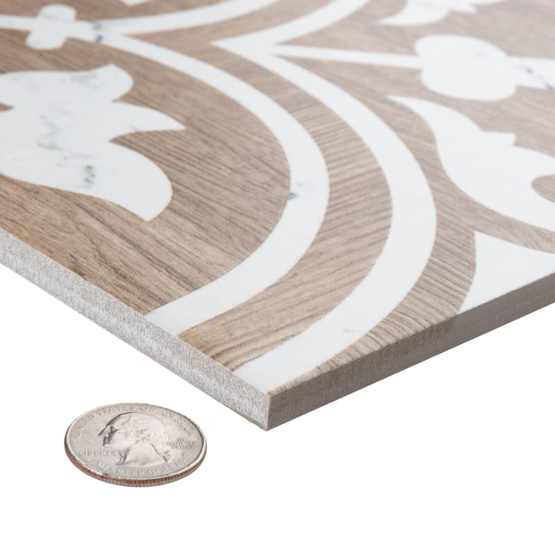 Merola Tile Llama Arte Loire Verso Noce 9-3/4" x 9-3/4" Porcelain Floor and Wall Tile
