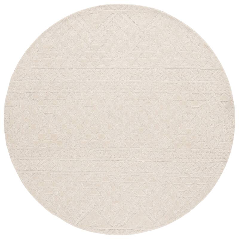 SAFAVIEH Handmade Mykonos Meene Wool Rug - 6' Round - Ivory