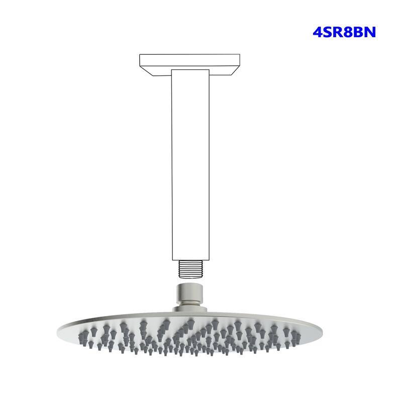 Topcraft Stainless Steel Round Rain Showerhead - 8*8 - Brushed Nickel