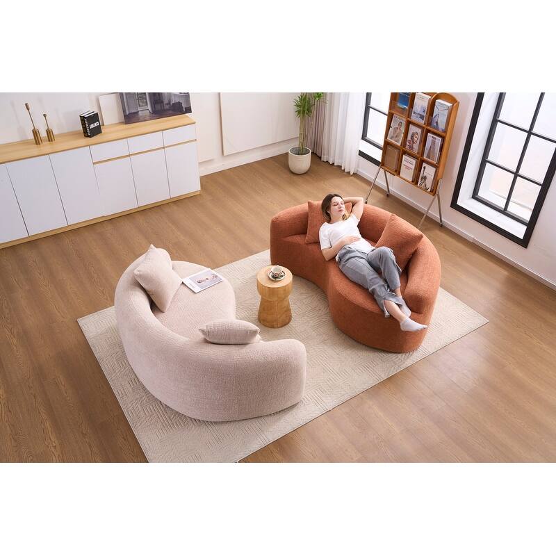 Single S-Curved Chenille Sofa Chair, No Assembly