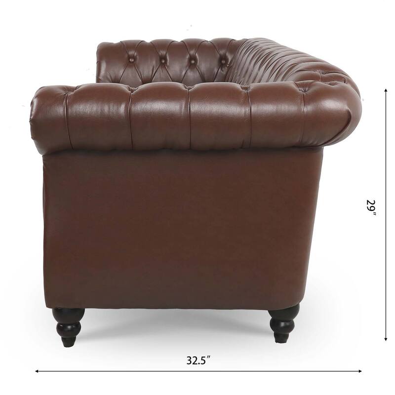 84.65" Rolled Arm Chesterfield 3 Seater Sofa