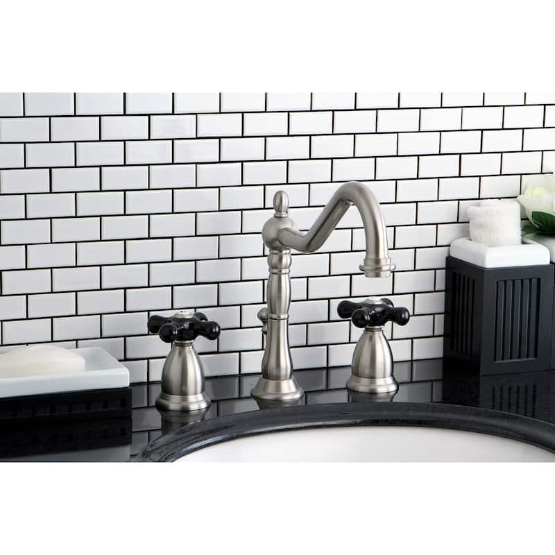 Kingston Brass Heritage Onyx Widespread Bathroom Faucet - Free Pop Up