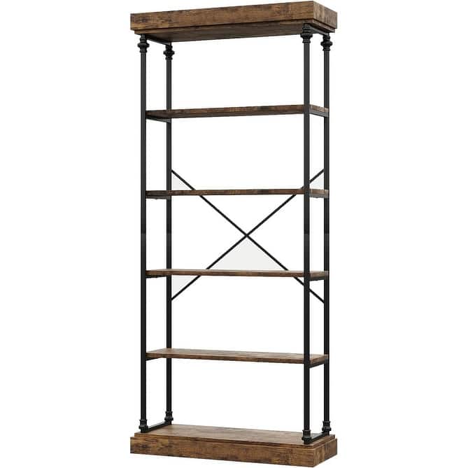 73.6" Tall Industrial 6-Tier Bookshelf Freestanding Bookcase with Shelves