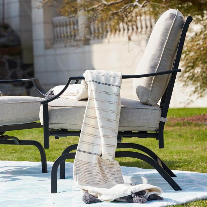 Patio Festival Outdoor Metal Rocking-Motion Chair with Cushions (2-Pack)
