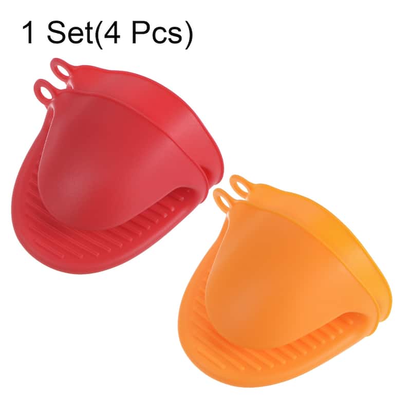 4pcs Mini Silicone Oven Mitts for Cooking Baking Gloves