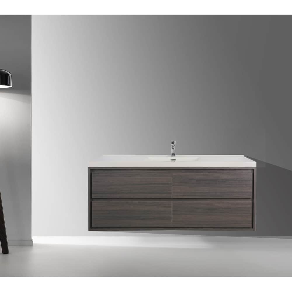 Sage 60" wall mounted bathroom vanity with single basin acrylic top