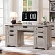 preview thumbnail 25 of 28, 60" Farmhouse Executive Desk, Wood Home Office Desk, Computer Desk Light Rustic Oak