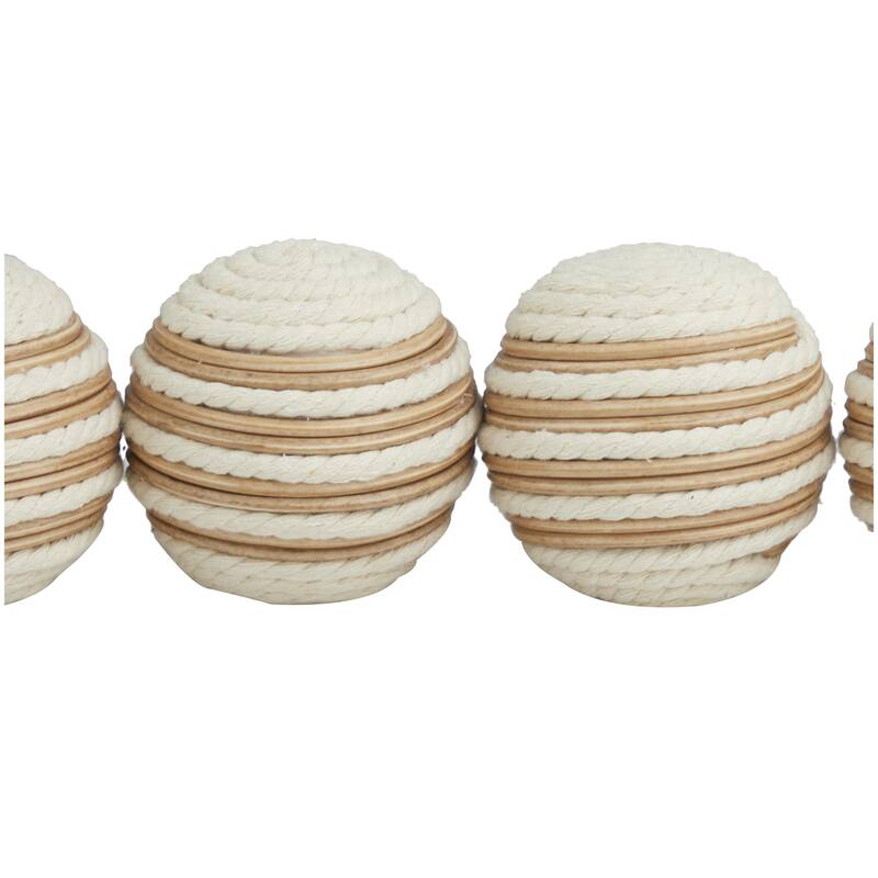 Jute Rope Handmade Decorative Ball Orbs & Vase Filler - Set of 4 Beige, White, Brown - Roche River Decor