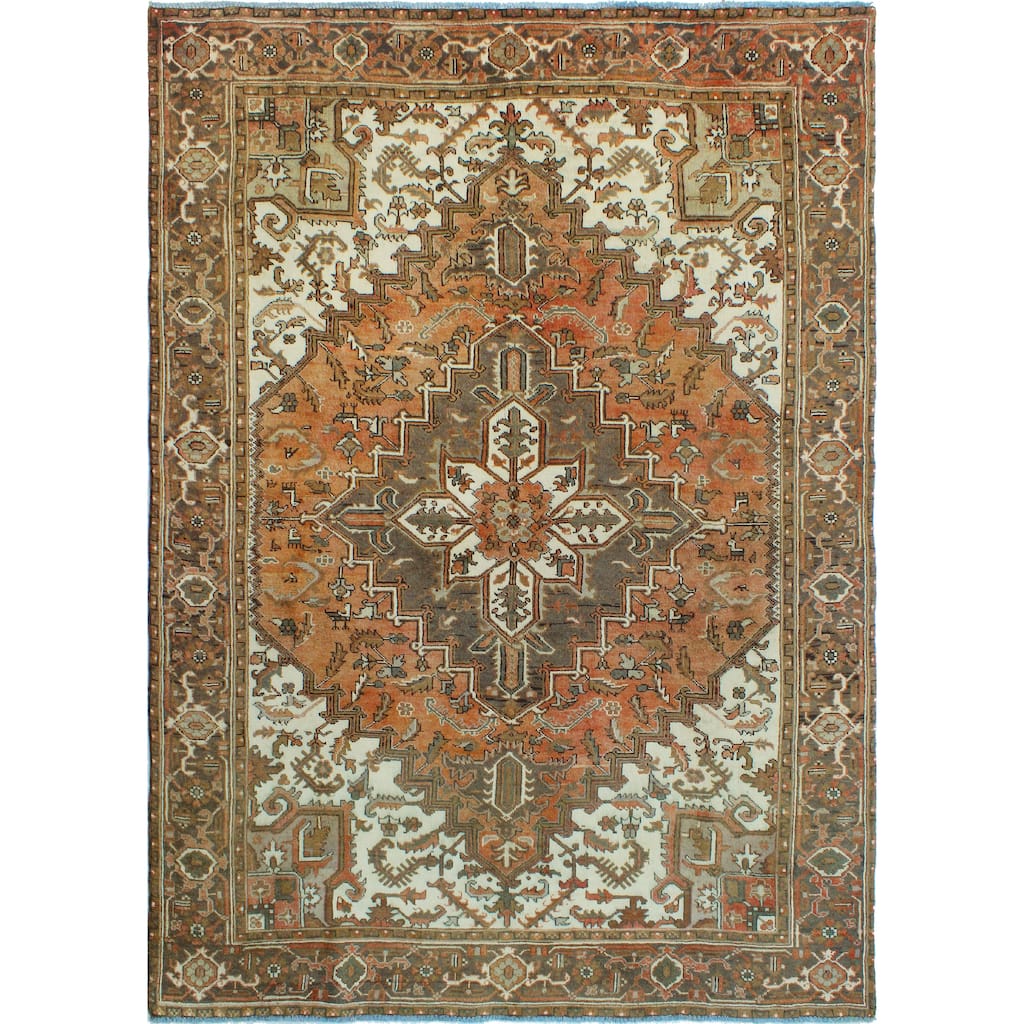 Fine Vintage Heriz Noorzia Rust/Ivory Rug - 6'7" x 9'3"