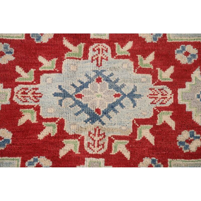 Hand Knotted Oriental 100% Wool Carpet Traditional Geometric Navy Blue & Blues Kazak Area Rug - 16' 3'' X 9' 9''