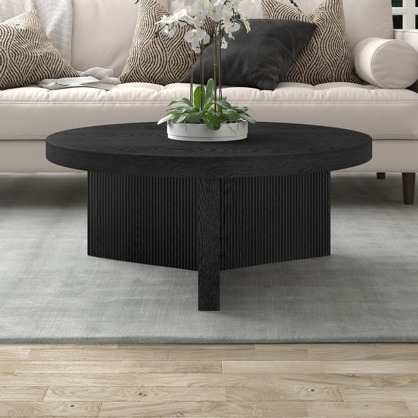 slide 2 of 28, Holm 36" Wide Round Coffee Table - 36" Wide Black Grain